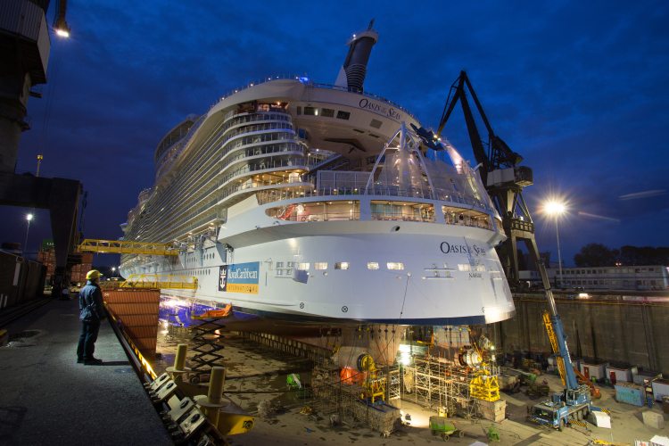 Oasis of the Seas in drydock in Rotterdam.