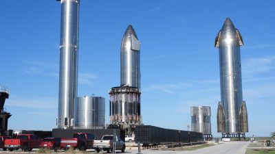 space rockets in sunlight