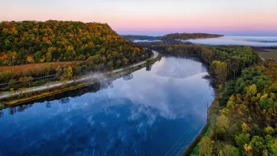 aerial photography of a placid river