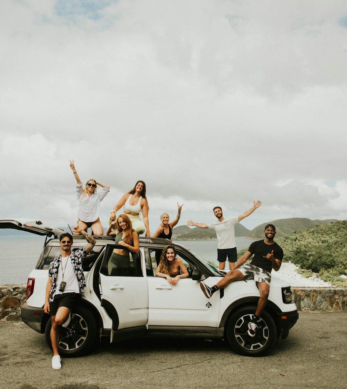 group of friends posing together
