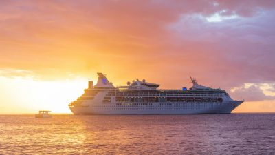 a cruise ship on the sea