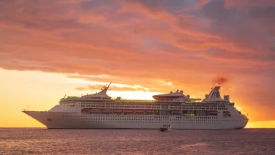 scenic view of a cruise ship in the caribbean sea