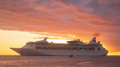 scenic view of a cruise ship in the caribbean sea