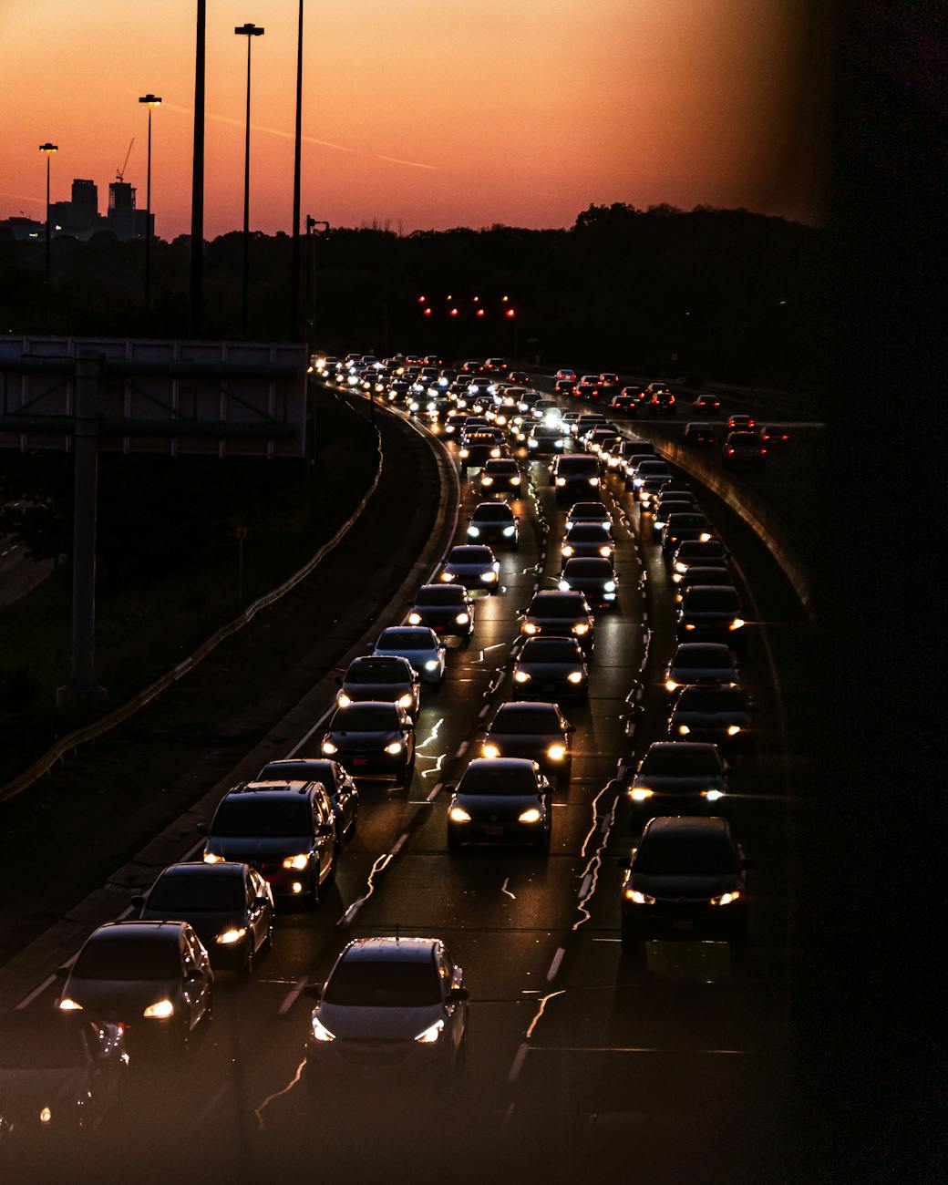high angle shot of traffic on highway