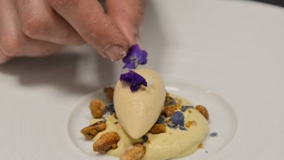 close up of a dessert on a plate