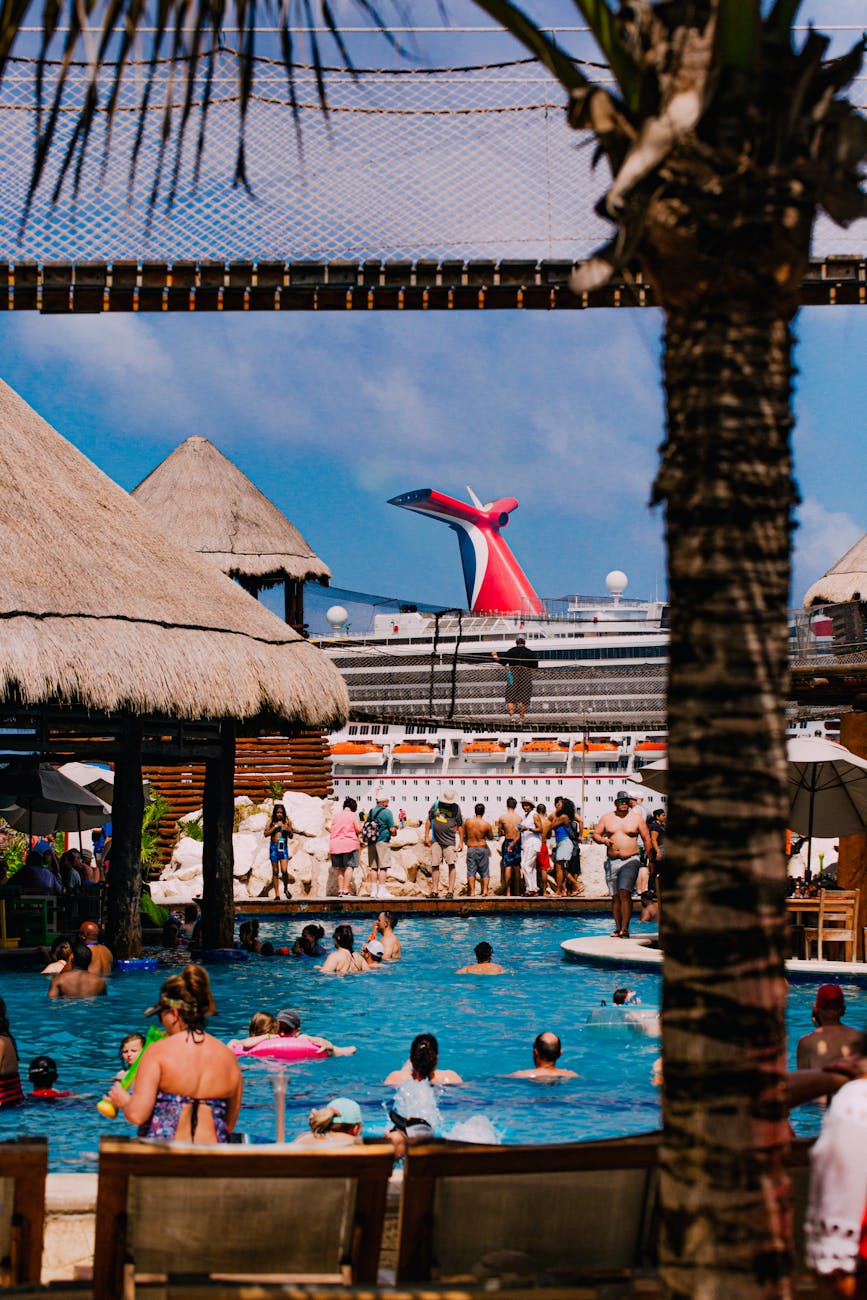 people swimming on the pool