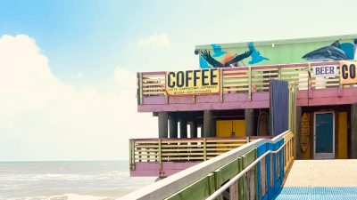 boardwalk toward a restaurant