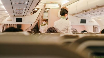 flight attendants on aircraft board
