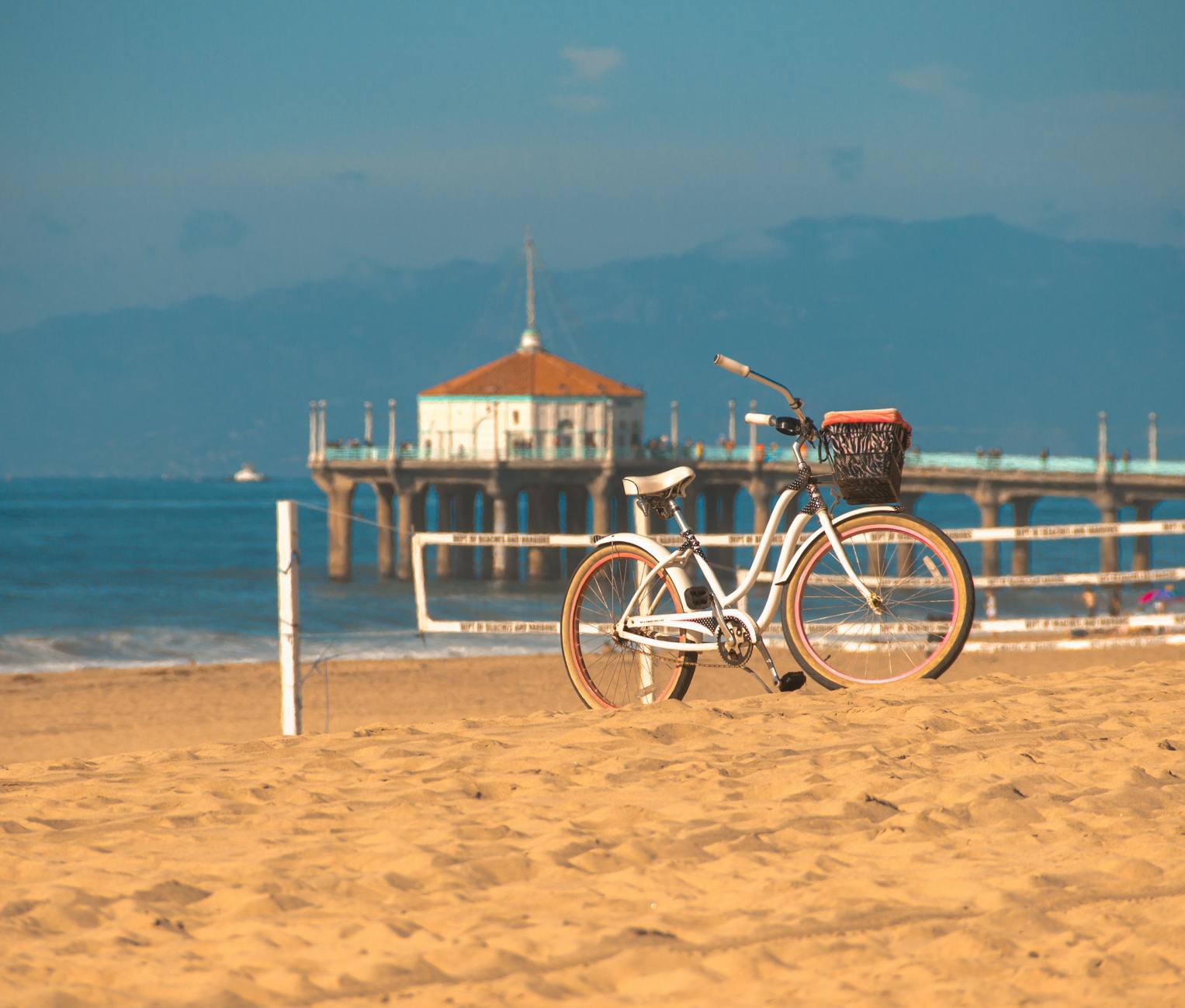 bike parked in the beach