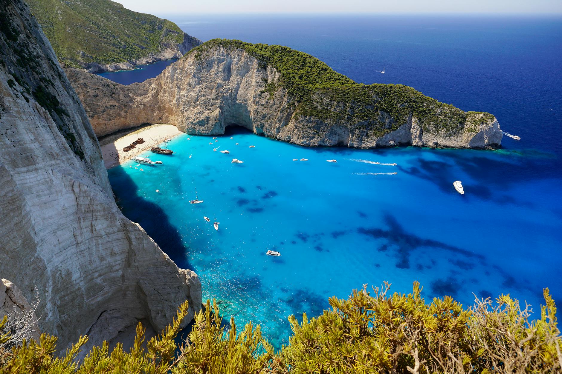 watercrafts at navagio beach in greece