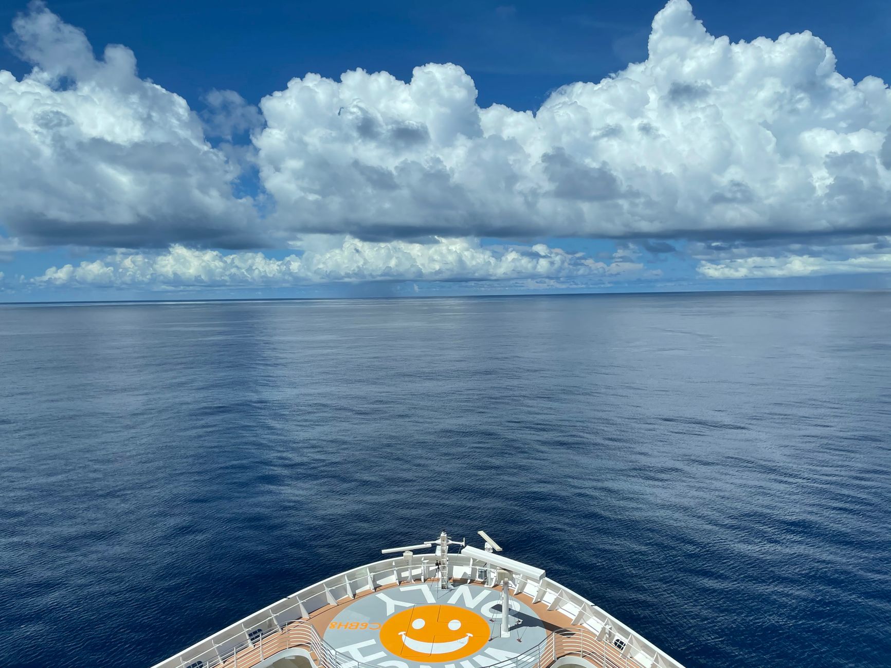 a cruise ship on placid ocean