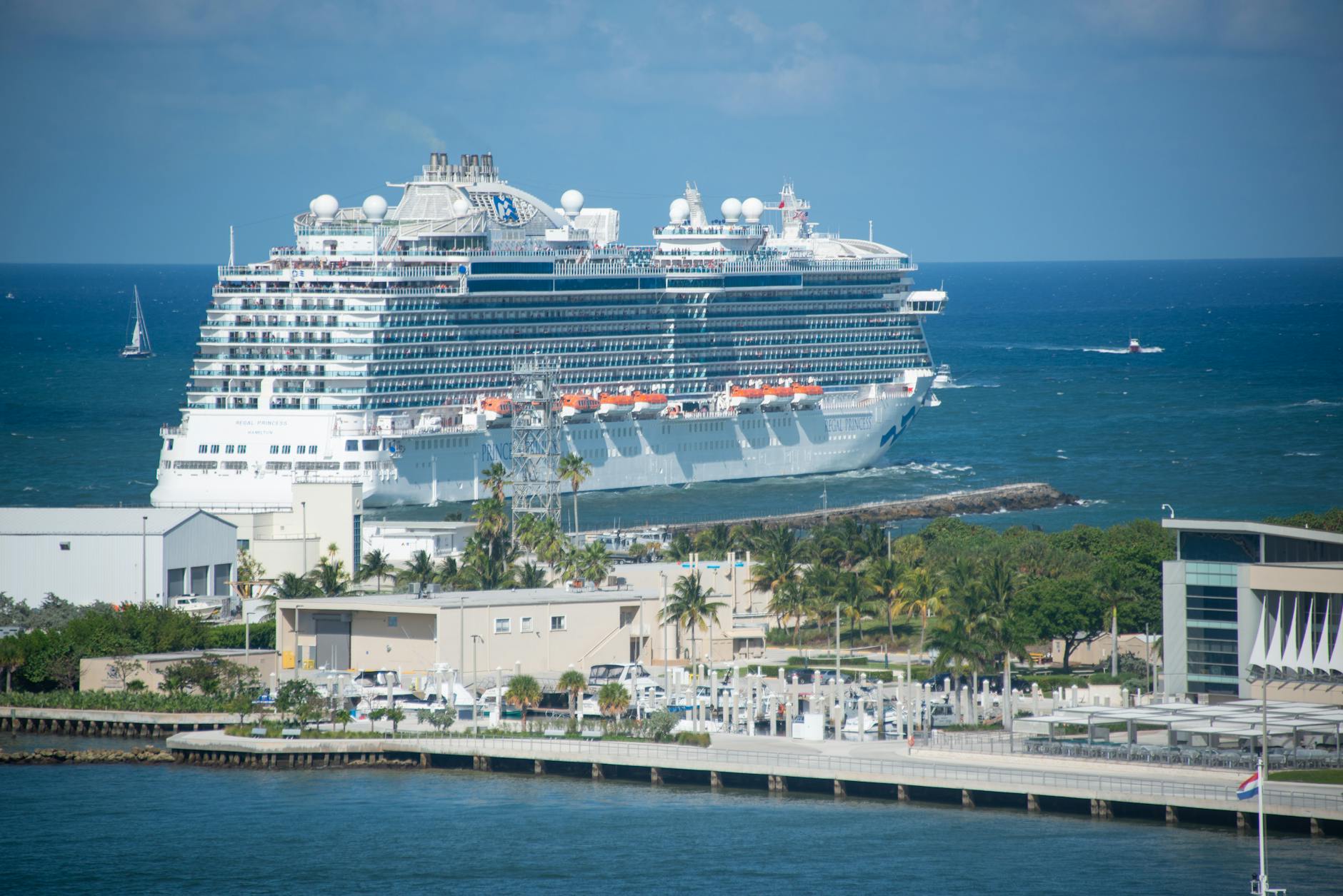 a large cruise ship in a harbor