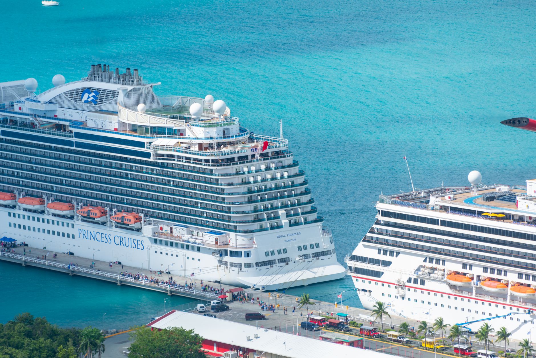 cruise ships moored on coast
