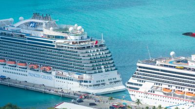 cruise ships moored on coast