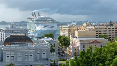 cruise ship moored in harbor