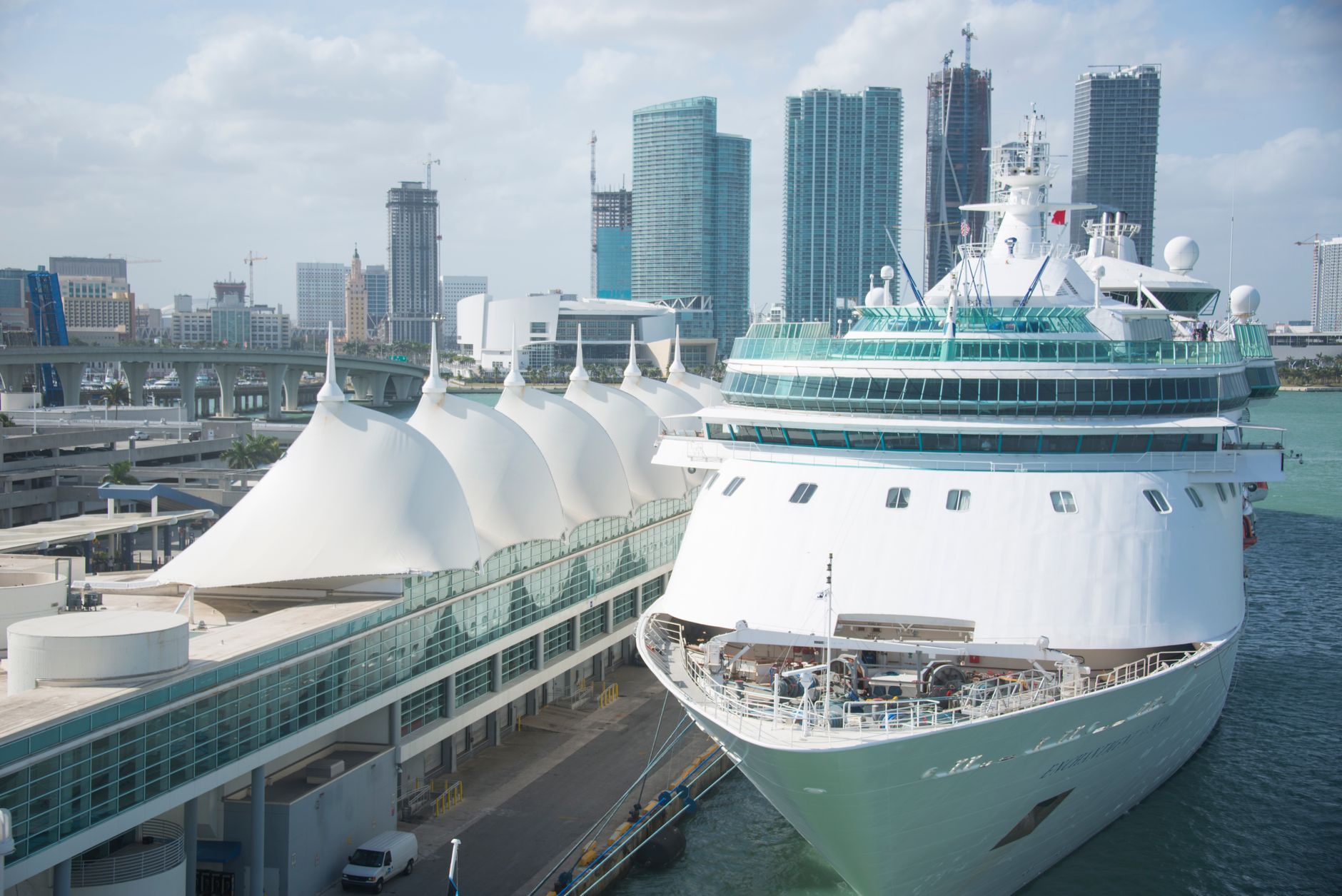 cruise ship moored in harbor