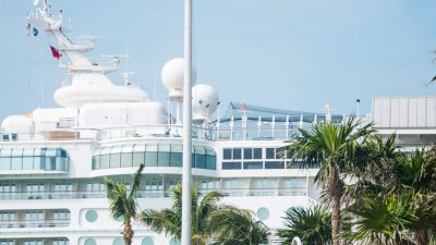 cruise ship moored in harbor