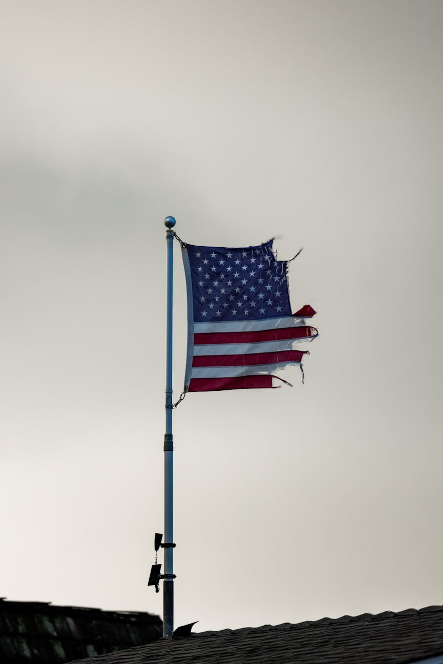 torn flag of usa