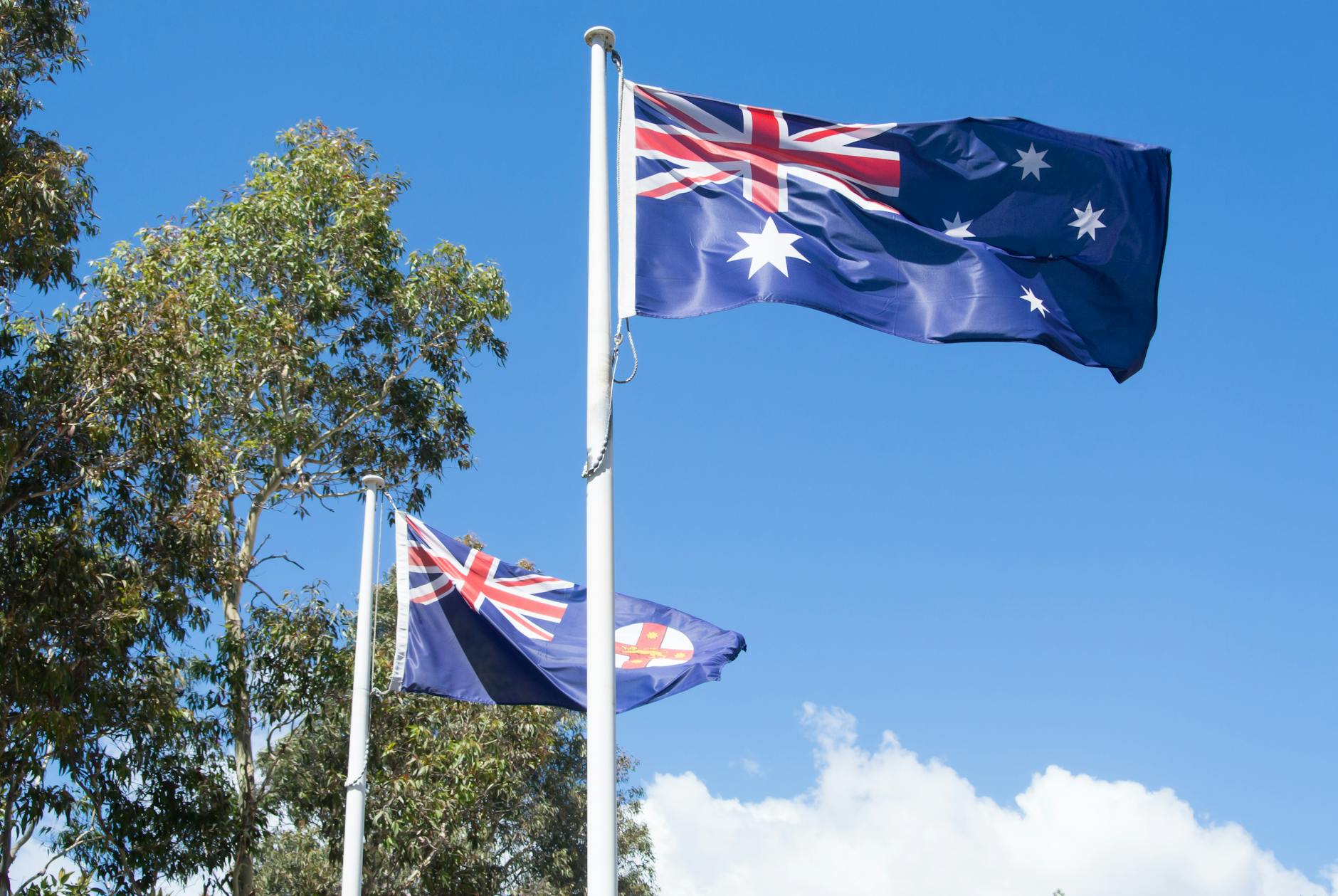 australian flag on a flagpole
