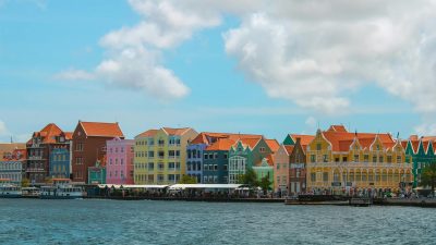 multi colored facade in willemstad on curacao
