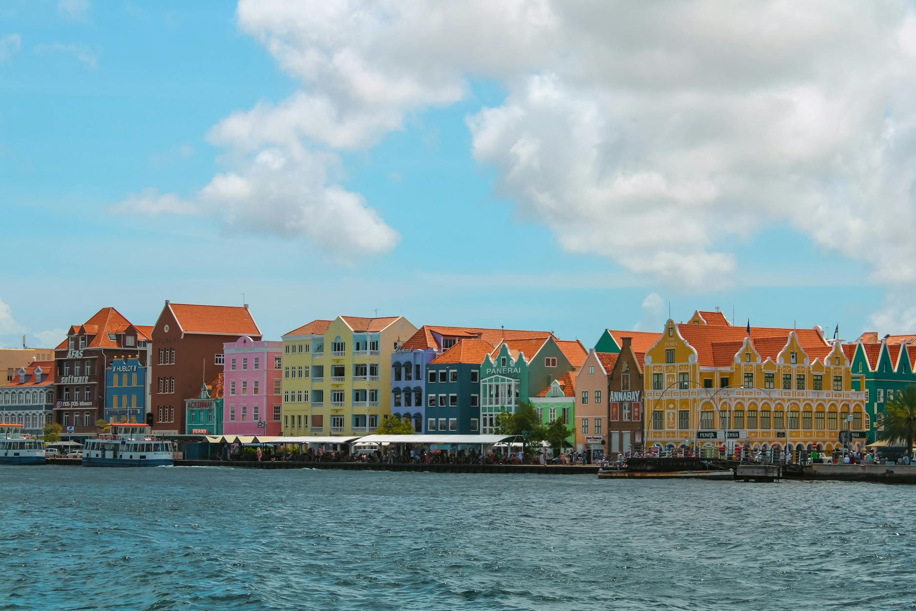 multi colored facade in willemstad on curacao