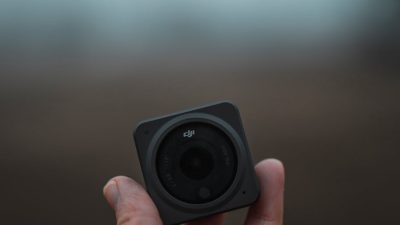 hand holding dji action camera