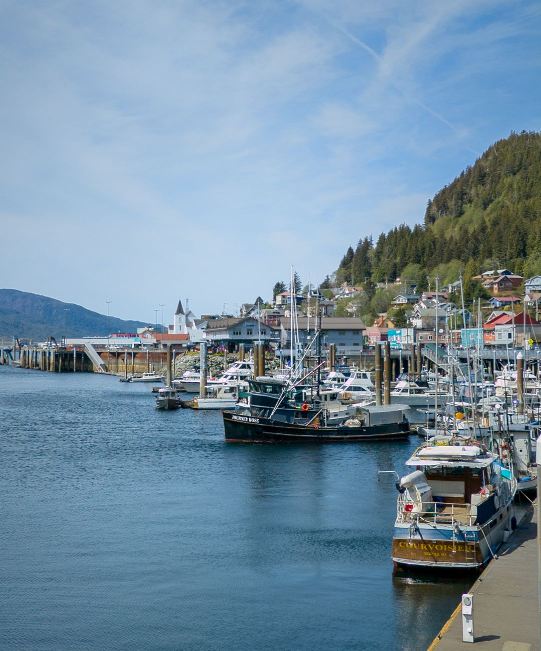 boats in marina in ketchikan alaska usa