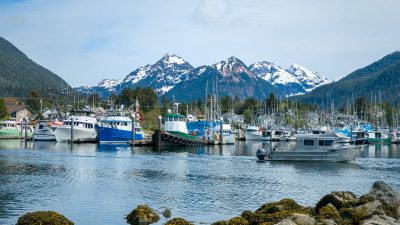 boats in bay in alaska usa