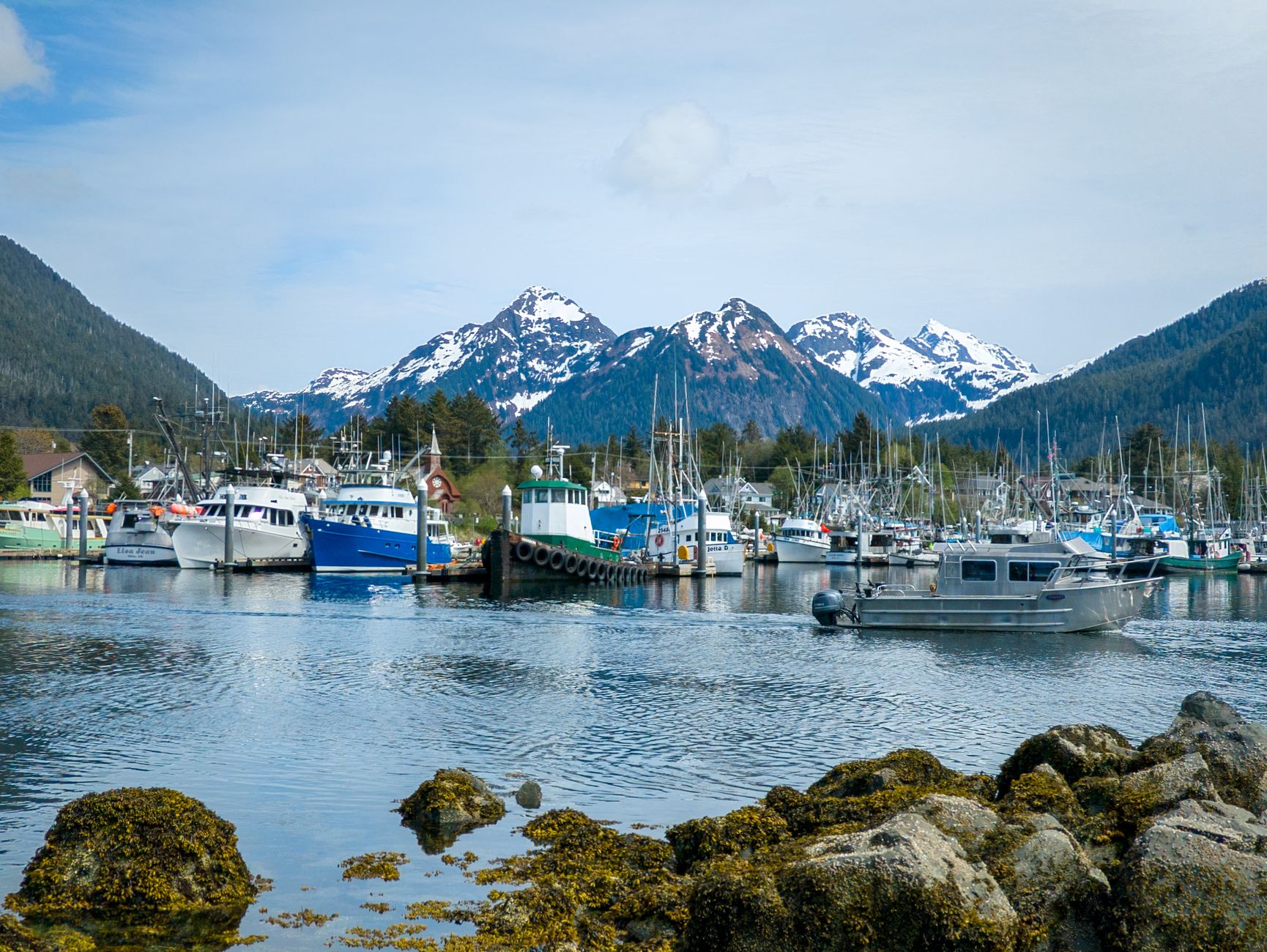 boats in bay in alaska usa
