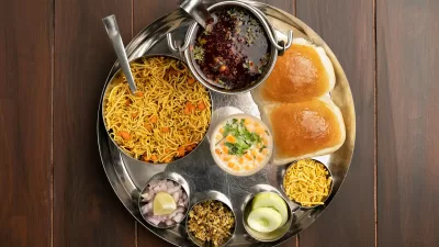 top view of a meal on a tray