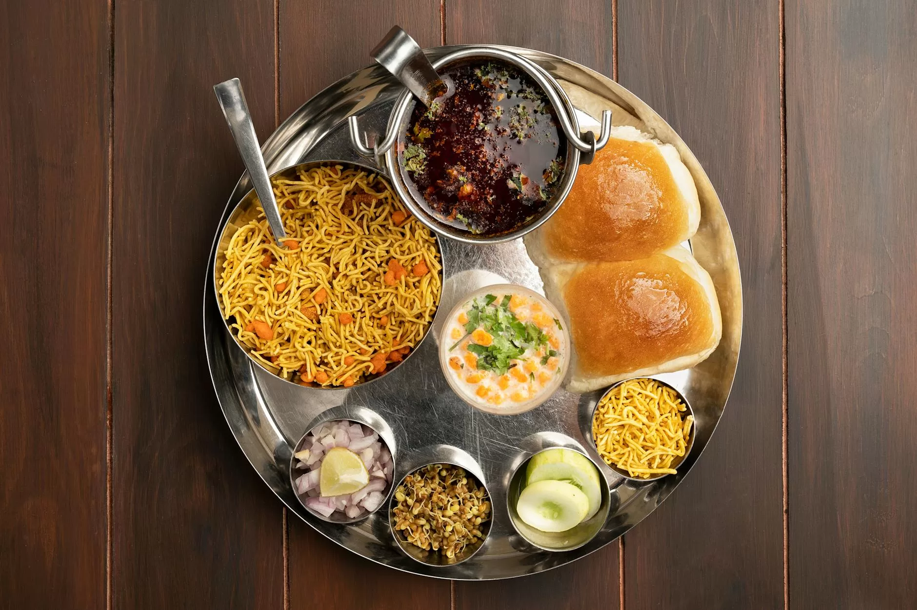 top view of a meal on a tray