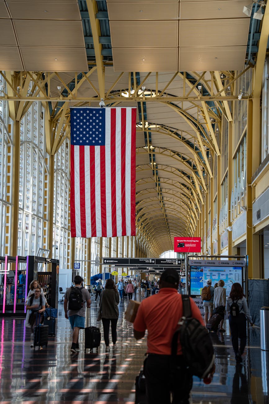 a crowded hallway of the ronald reagan washington national airport in arlington virginia united states