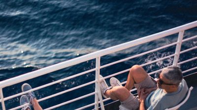 couple sitting on a deck