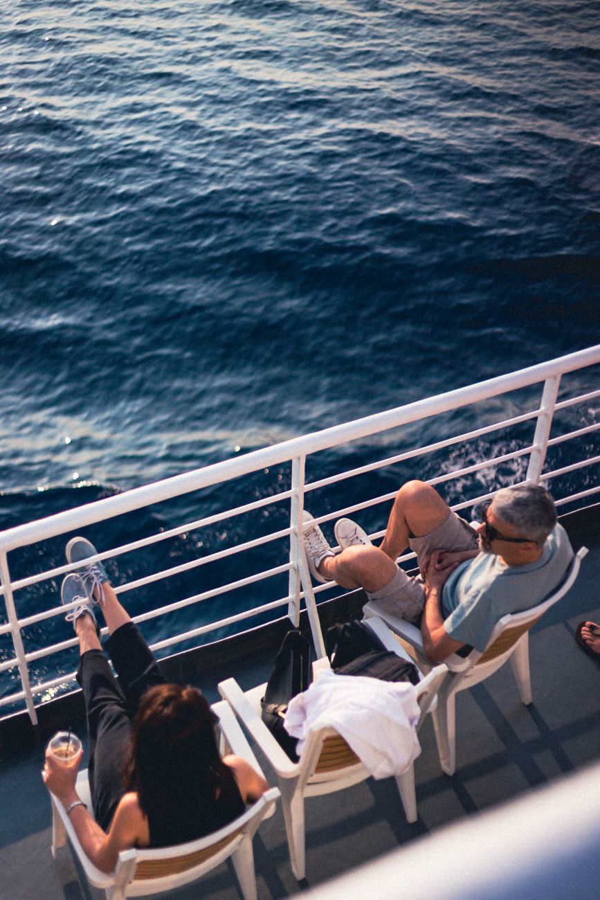 couple sitting on a deck