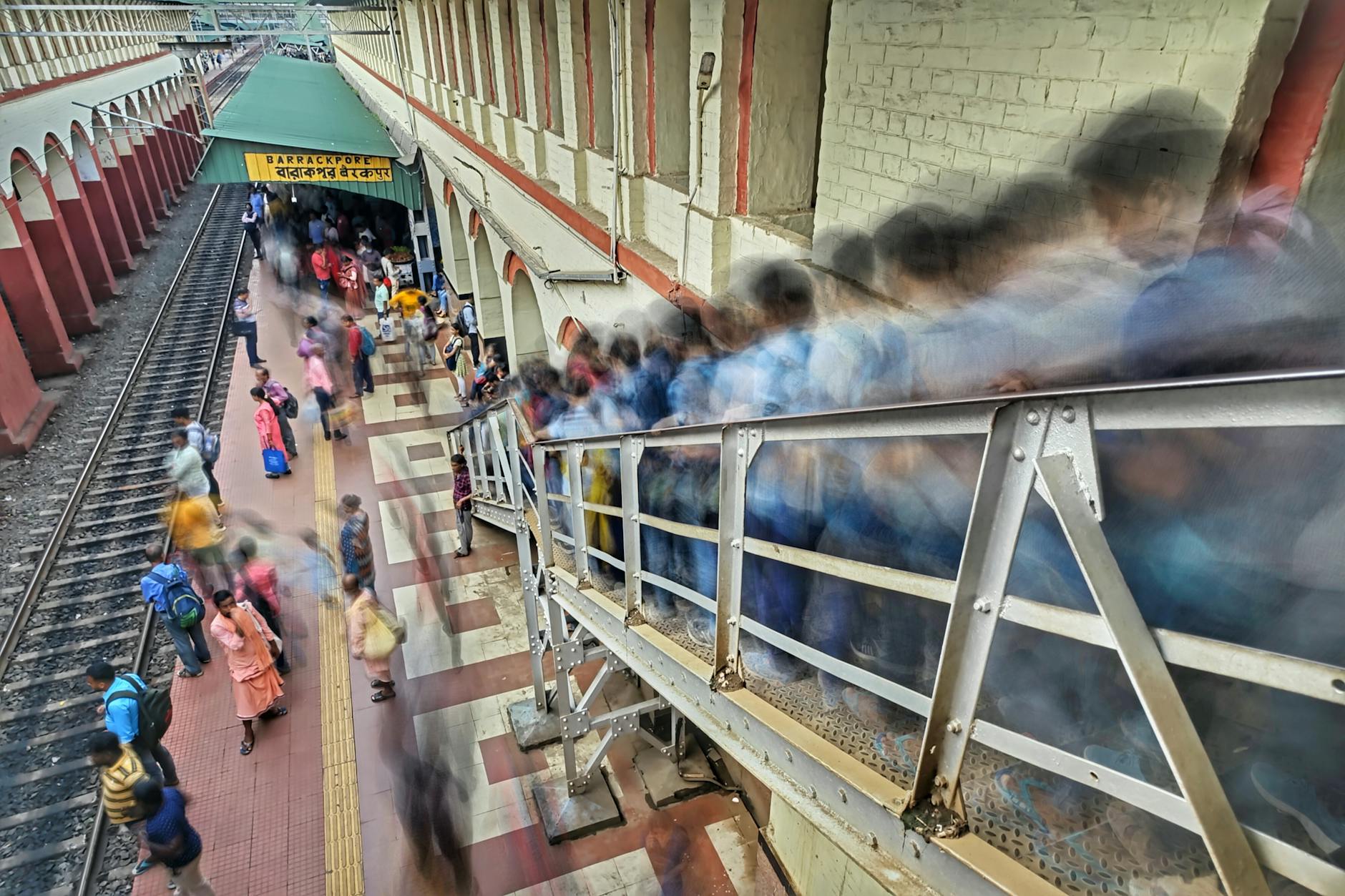 people at railway station