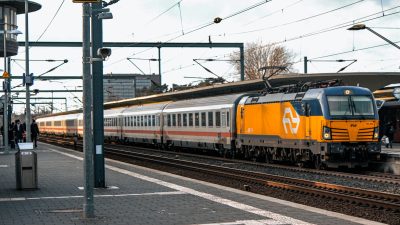 train on a railway station