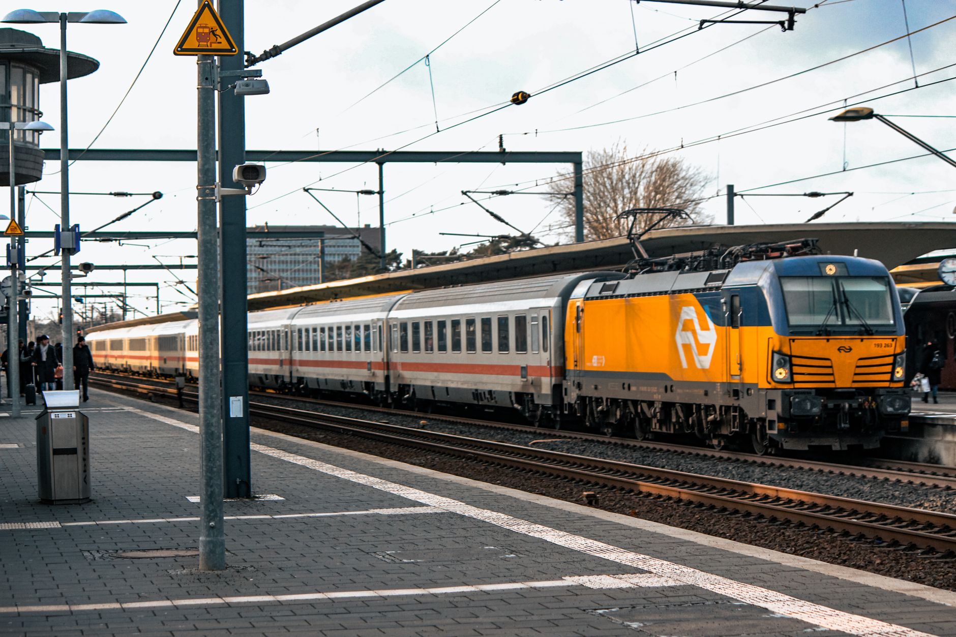 train on a railway station