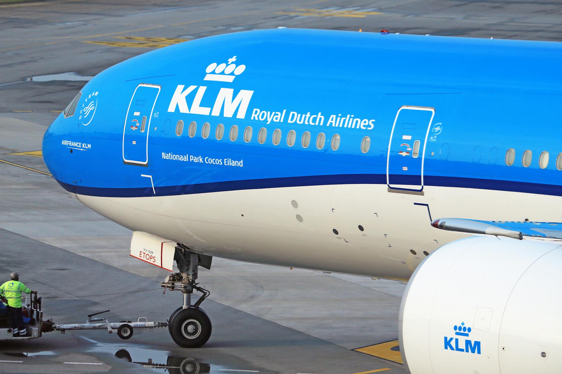 klm royal dutch airlines airliner at the airport
