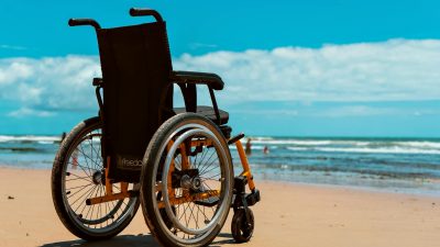 wheelchair on beach