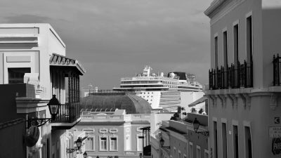 cruise ship seen from building in puerto rico