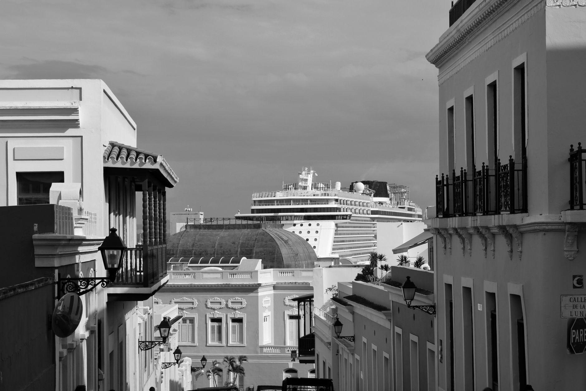 cruise ship seen from building in puerto rico