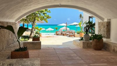 tunnel to beach in summer resort