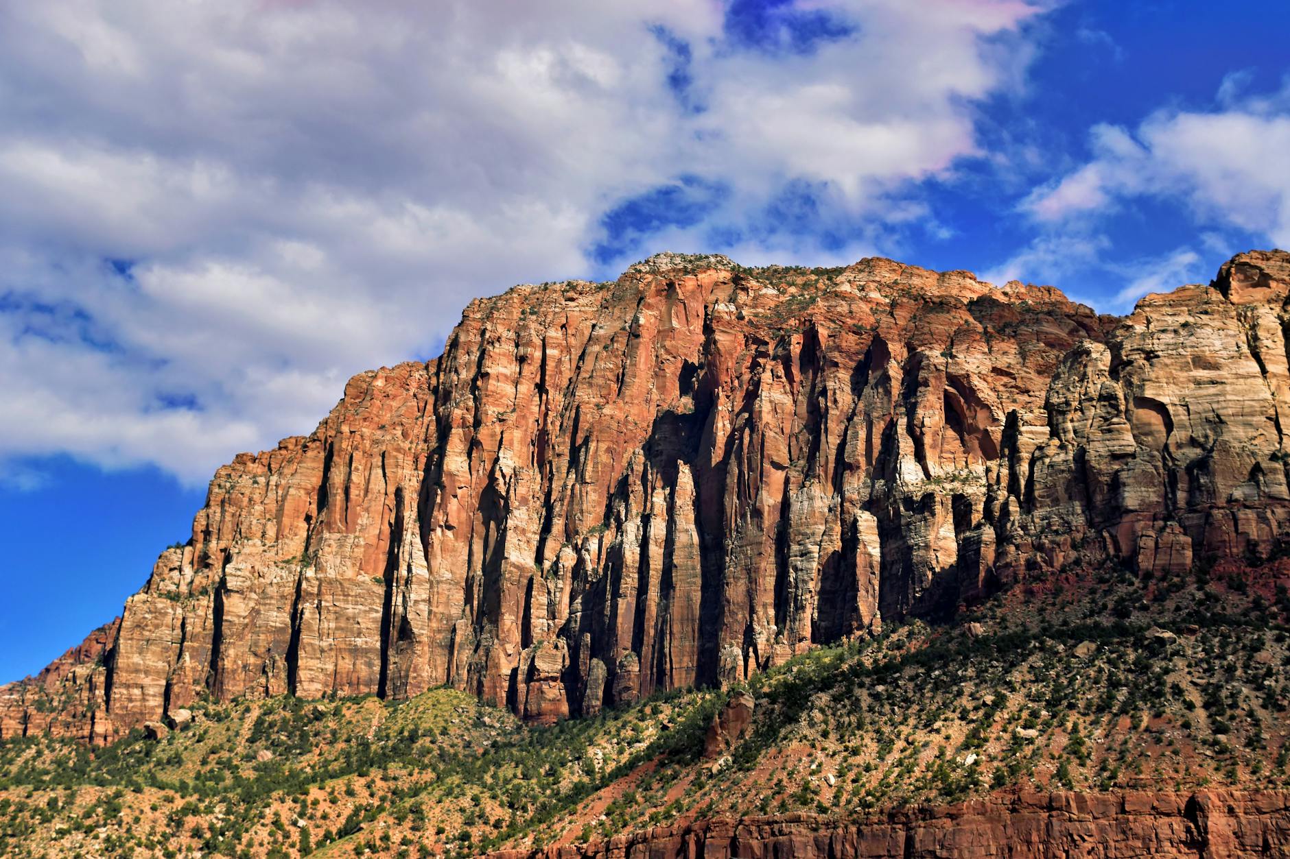 geological formation under cloudy sky in zion national park utah usa