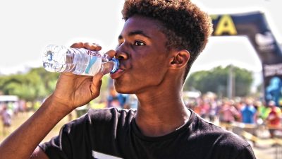 man drinking water