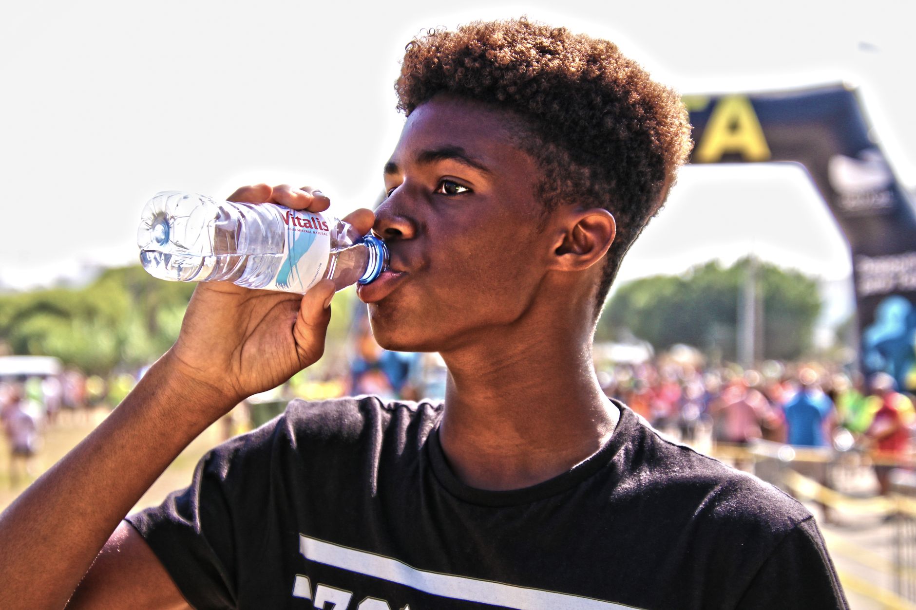 man drinking water