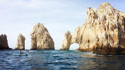 arch of cabo san lucas on ocean shore in mexico