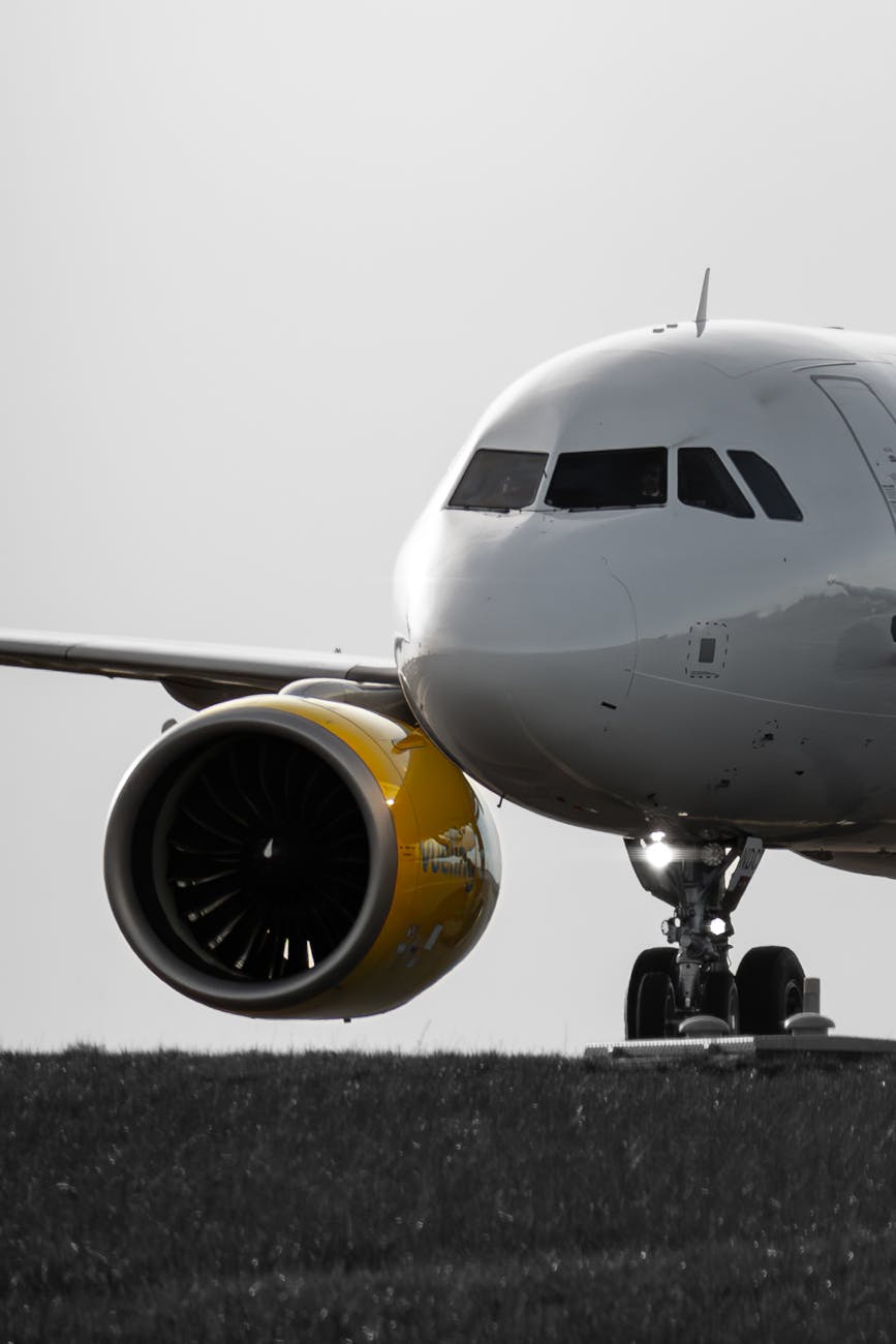 photo of a commercial airplane at the airport