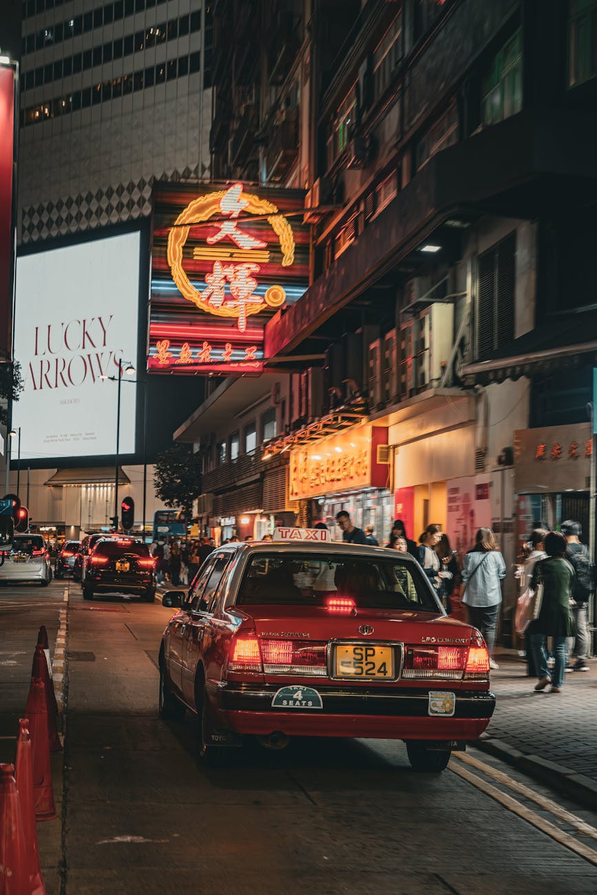 car on a street at night