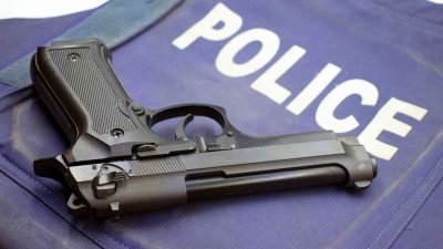 black police pistol