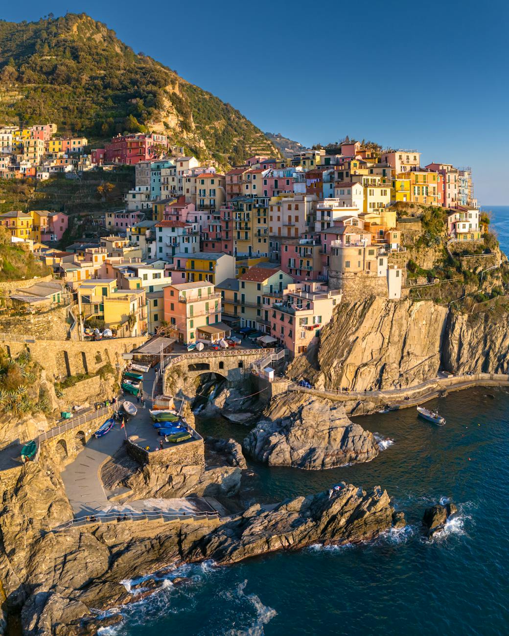 aerial view of colorful manarola in cinque terre